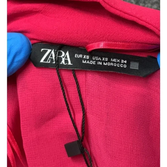 Zara Fuchsia Blazer Romper NWT Wrap Belted Buckle Mini Jumpsuit XS - Picture 6 of 8